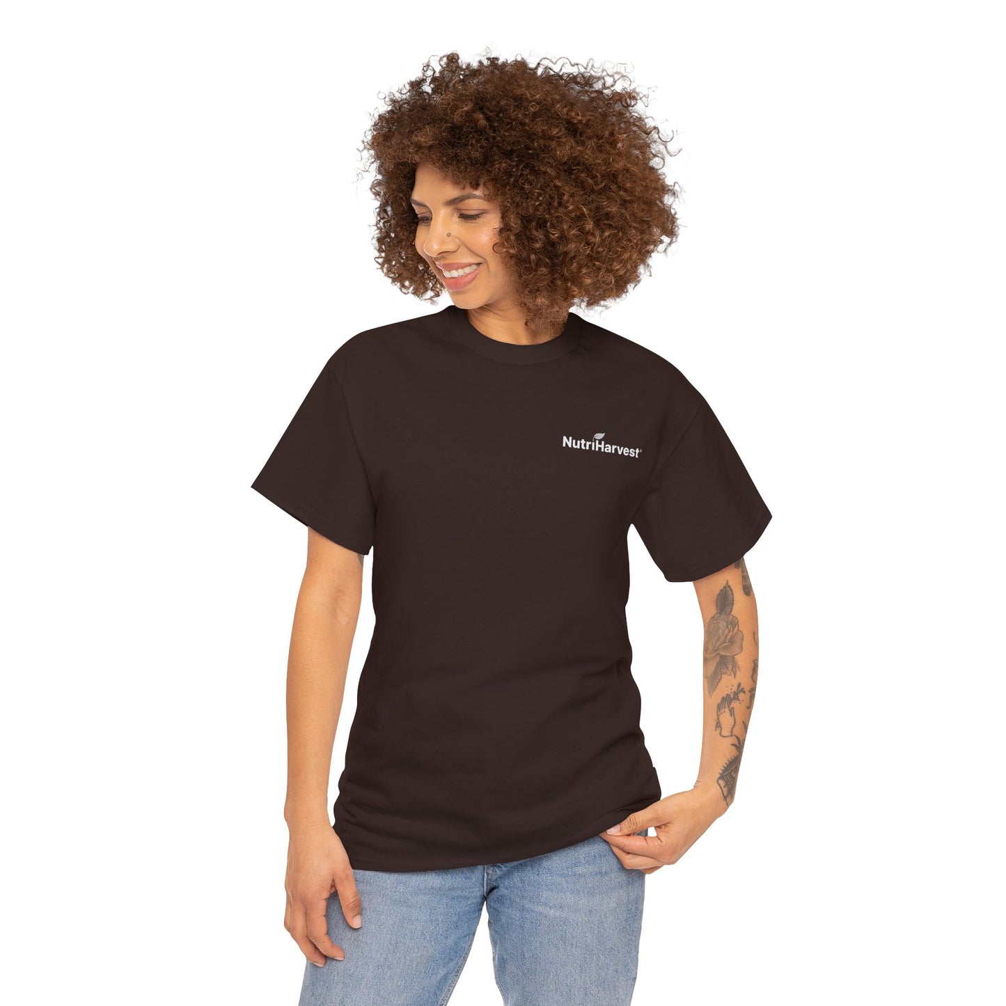 Unisex Heavy Cotton Tee in Black, Navy, Charcoal, and Dark Chocolate and Green