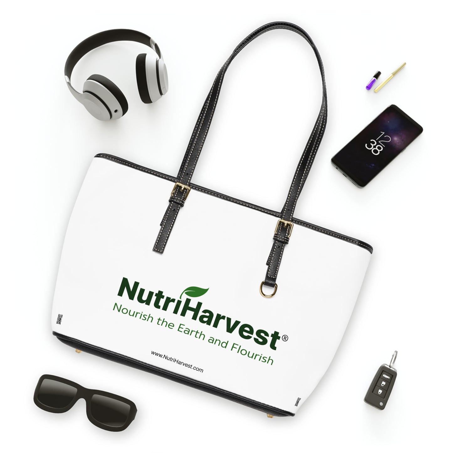 PU Leather Tote Bag - NutriHarvest Nourish the Earth and Flourish