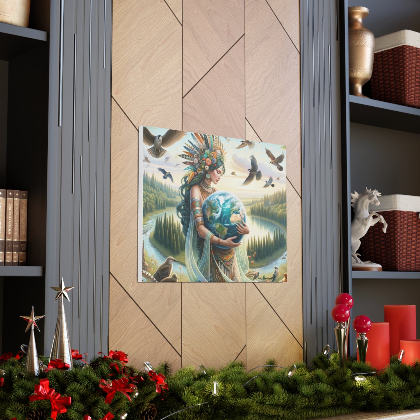 Mother Earth's Keeper Art, set against a stunning natural background with birds on Canvas Gallery Wraps