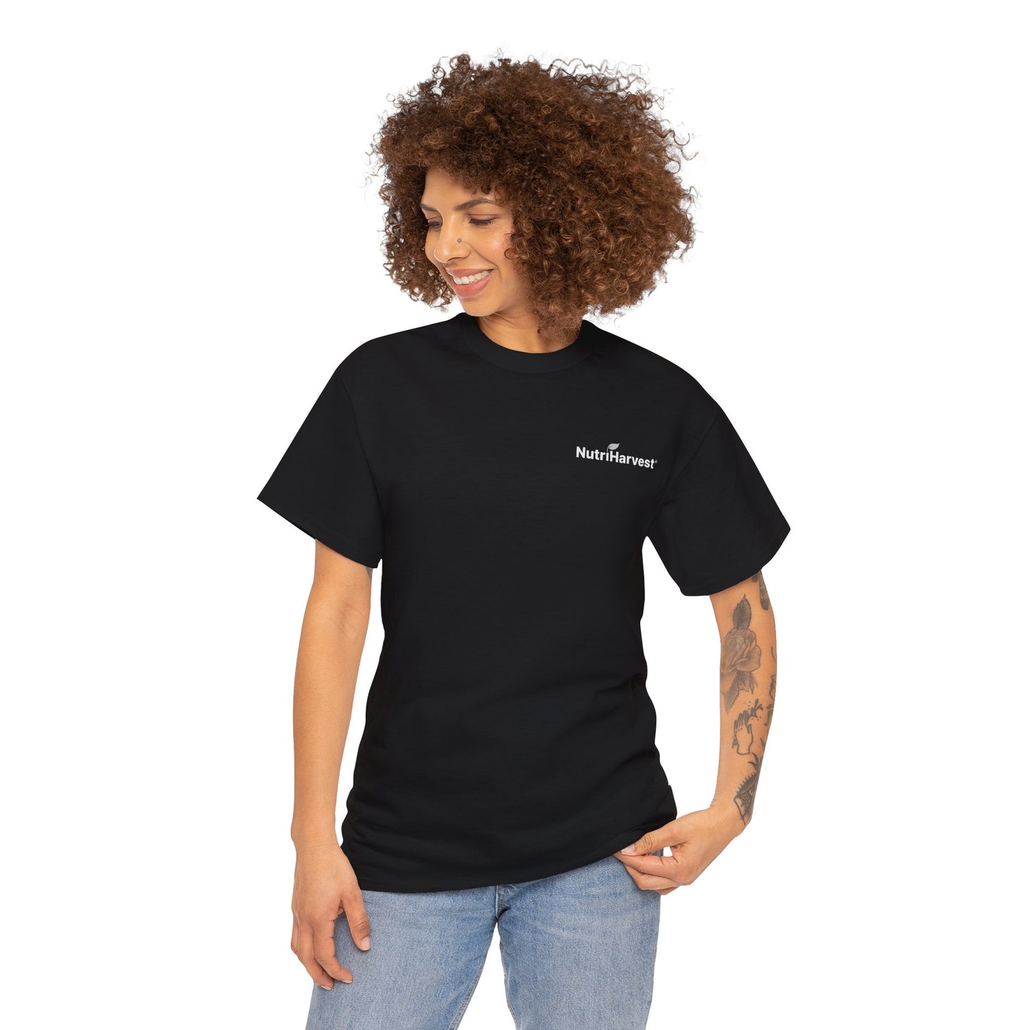 Unisex Heavy Cotton Tee in Black, Navy, Charcoal, and Dark Chocolate and Green