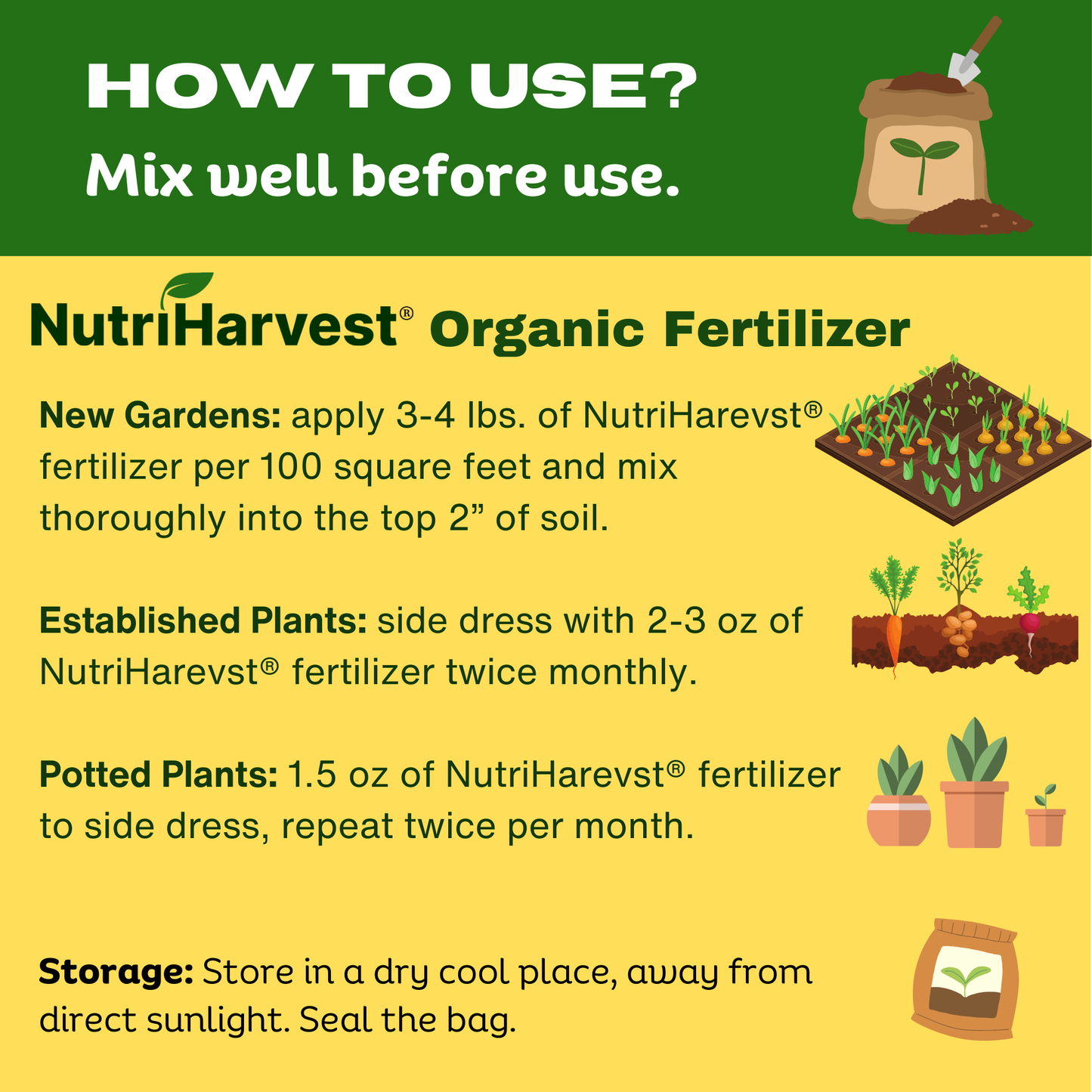 NutriHarvest® Super Organic Fertilizer 3-3-3 for Flowers & Perennials, OMRI Listed Plus USDA-Certified Biobased, in Resealable Bag