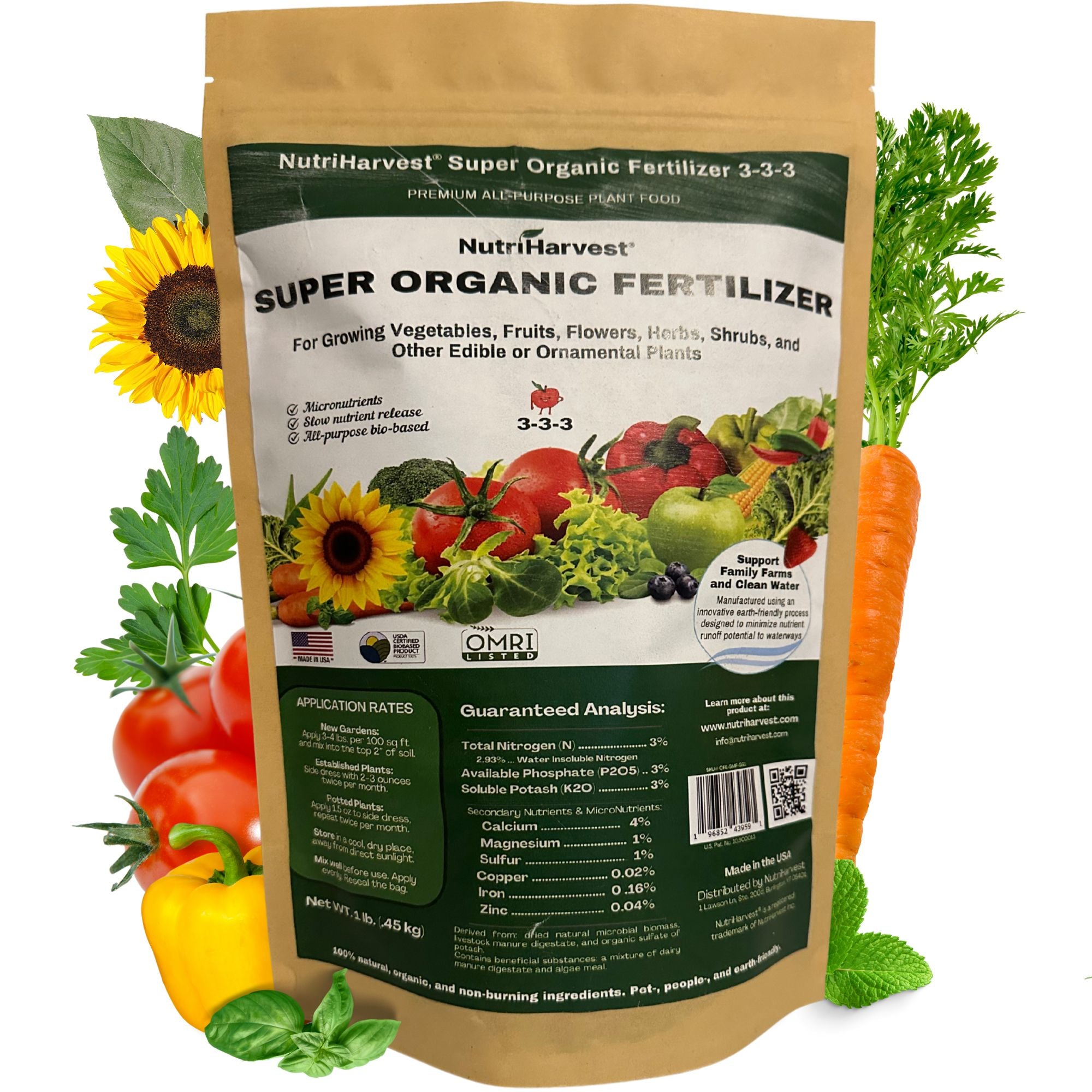 plant vegetable fertilizer NutriHarvest® Gold Super Organic Fertilizer 3-3-3, USDA Biobased – NutriHarvest