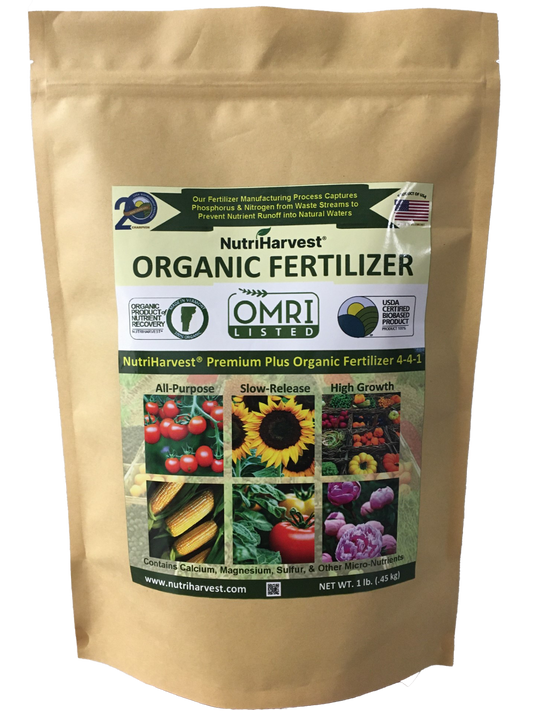NutriHarvest® Premium Plus Super Organic Fertilizer 4-4-1, OMRI Listed, 100% USDA-certified Biobased, low-potassium, in Resealable Bag