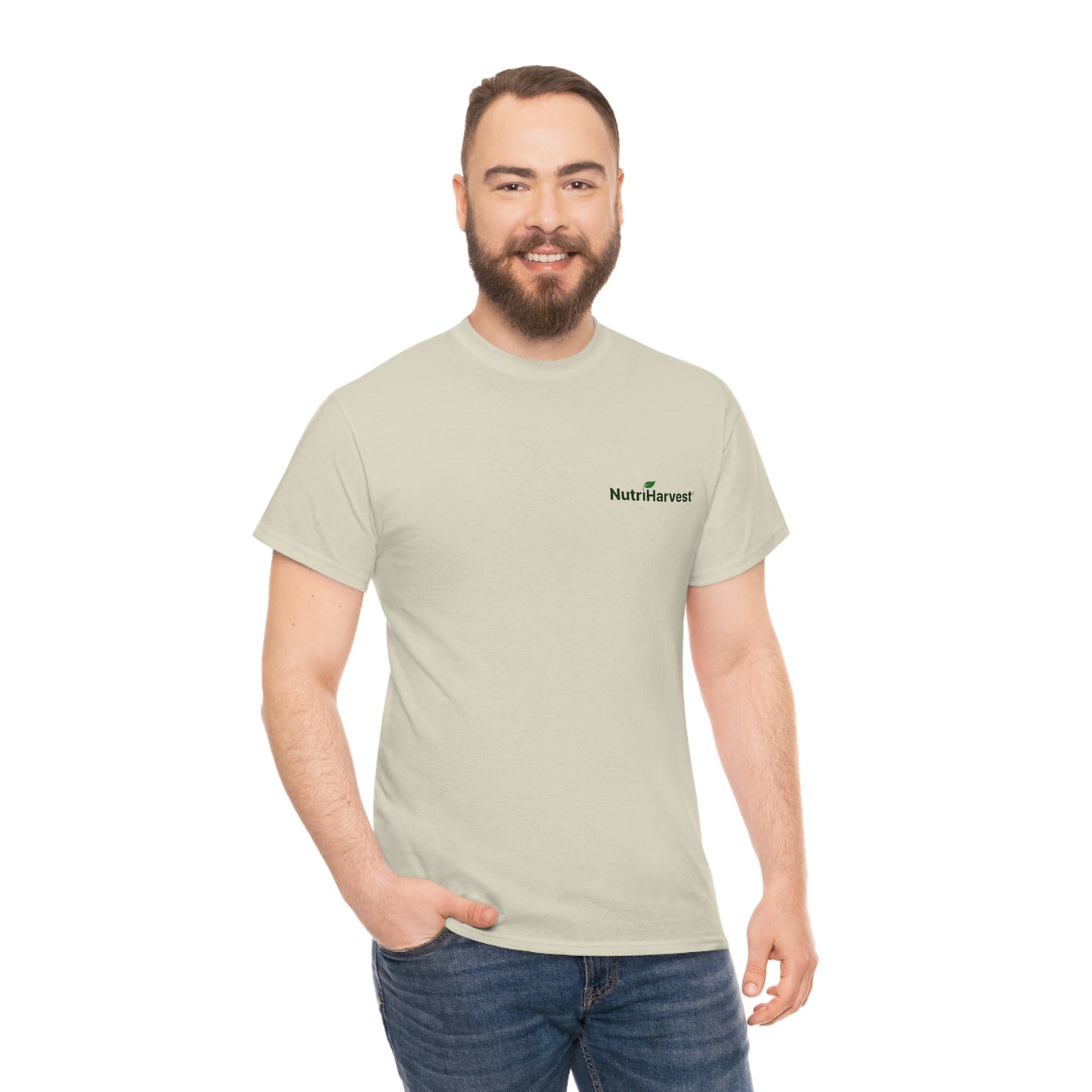 Unisex Heavy Cotton Tee NutriHarvest® in White, Ash, Sand, and Light Blue