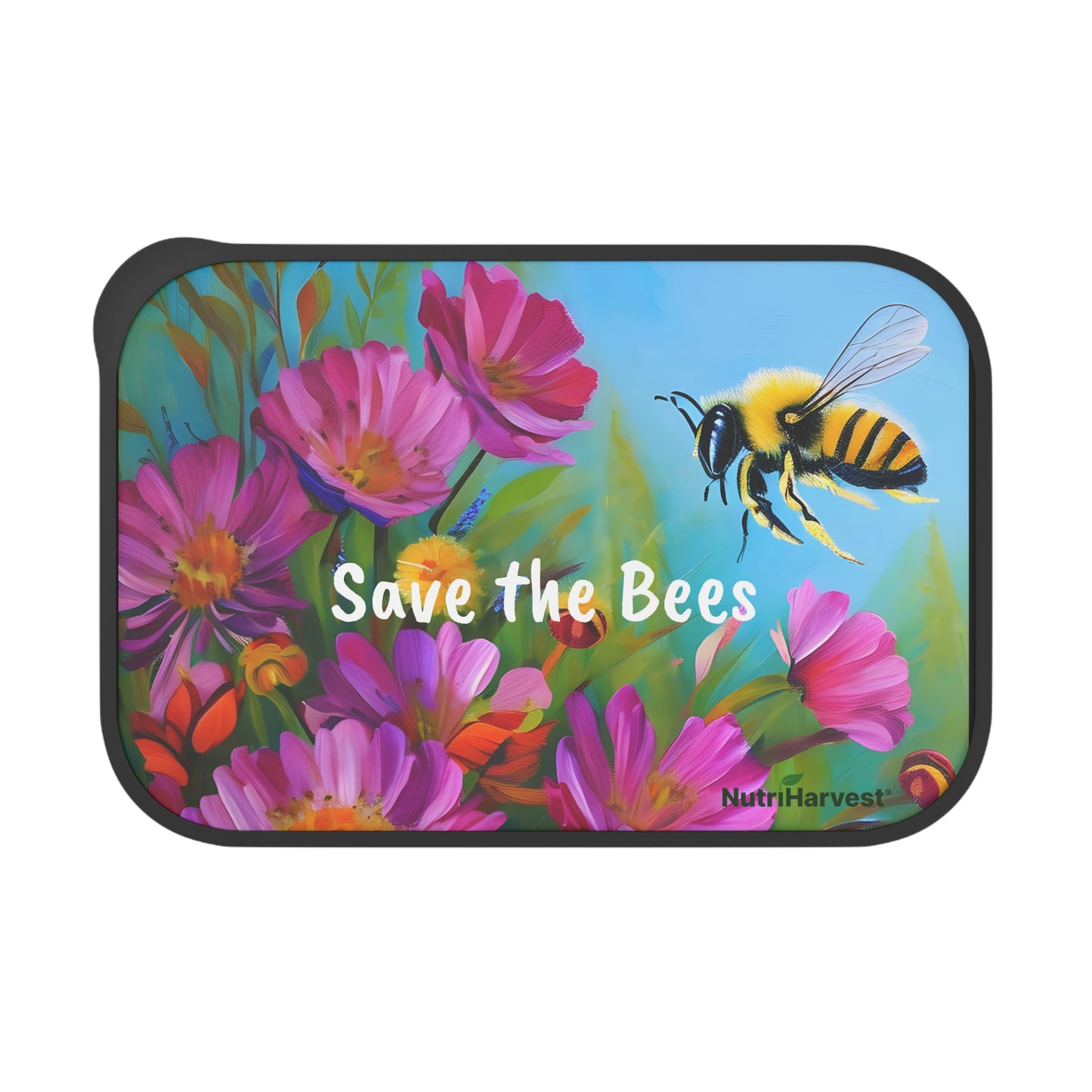 PLA Bento Lunch Box with Band and Utensils Save the Bees NutriHarvest®
