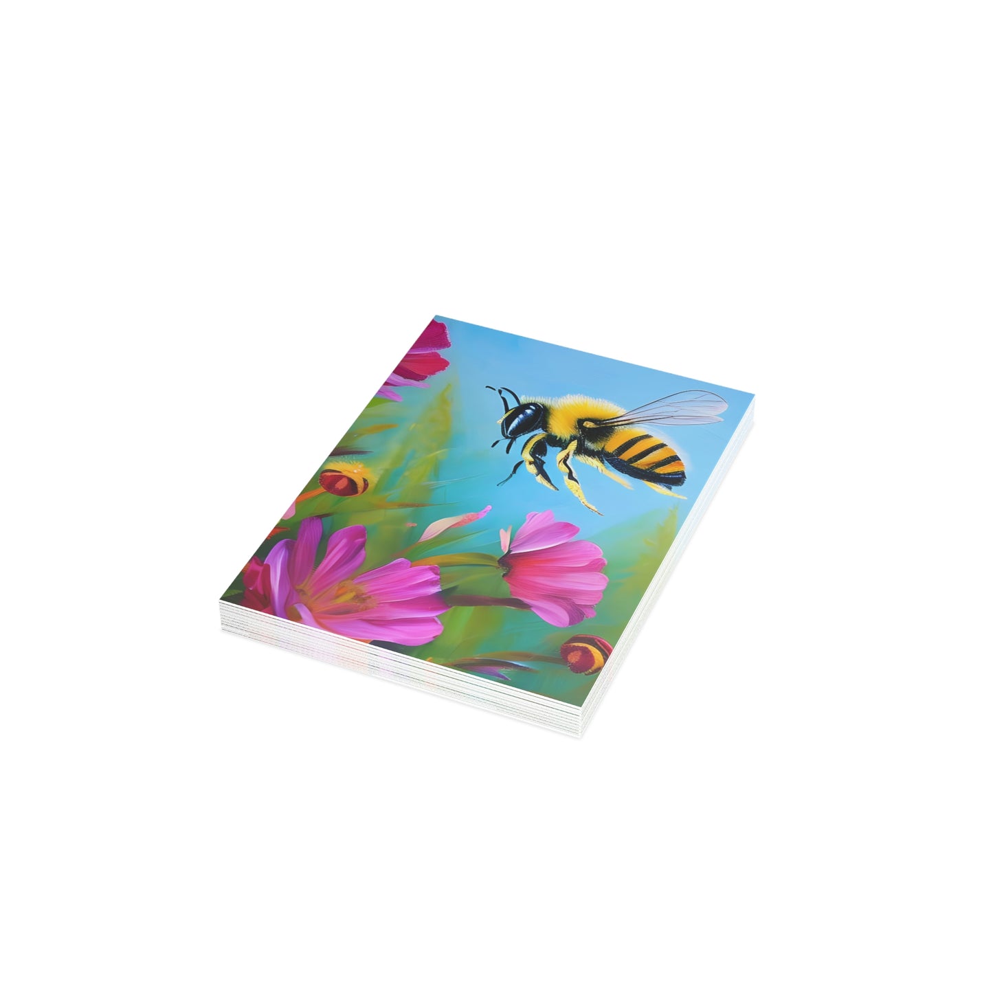 Beautiful Honey Bee Flowers Folded Sustainable Greeting Cards (1, 10, 30, or 50pcs)