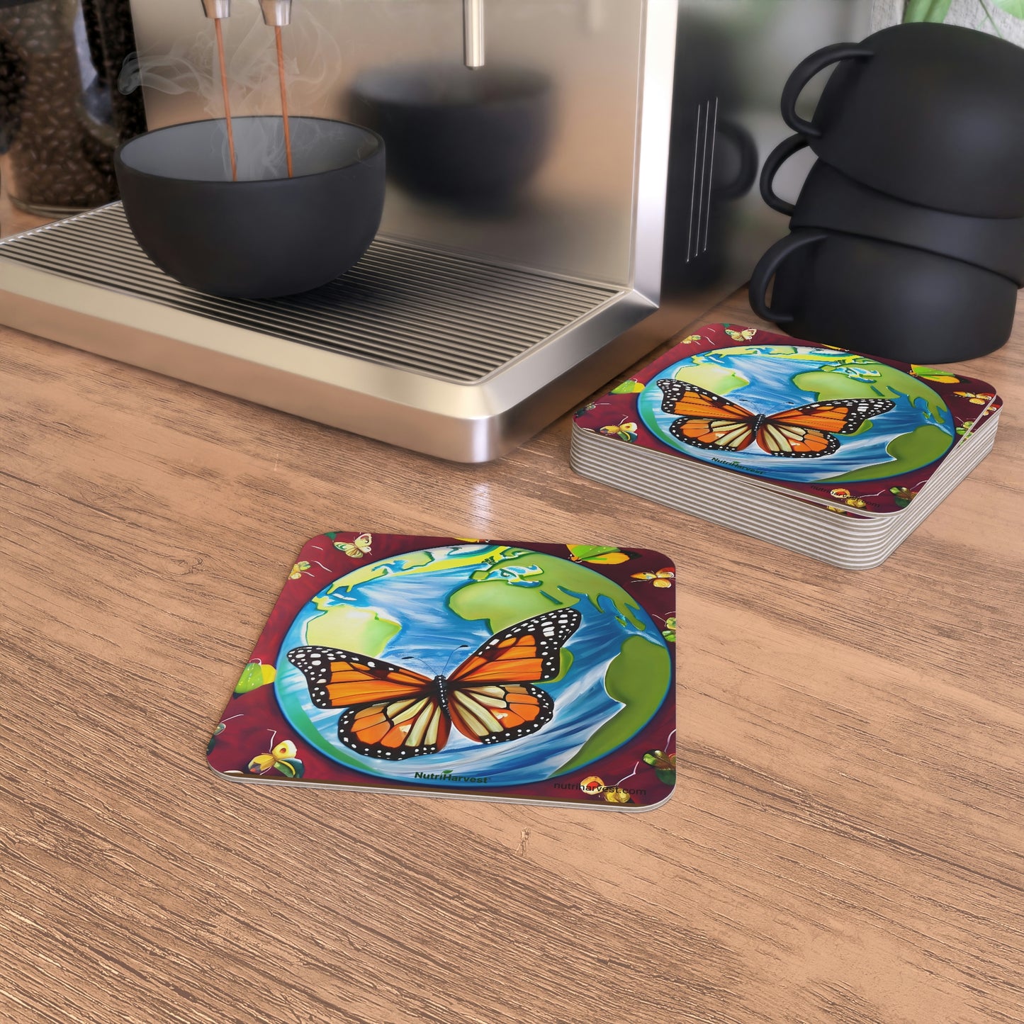 Coasters (50, 100 pcs) | Earth, Butterfly, world art
