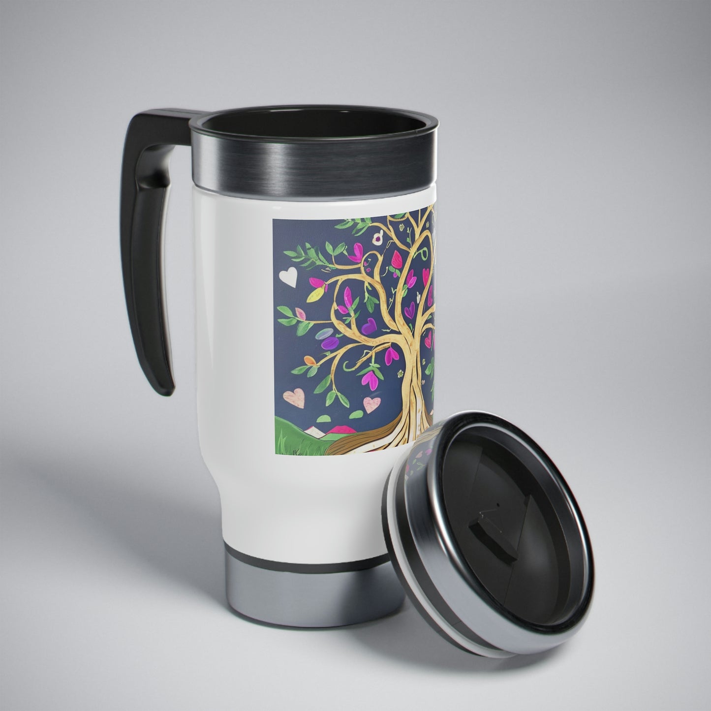 Stainless Steel Travel Mug with Handle, 14oz