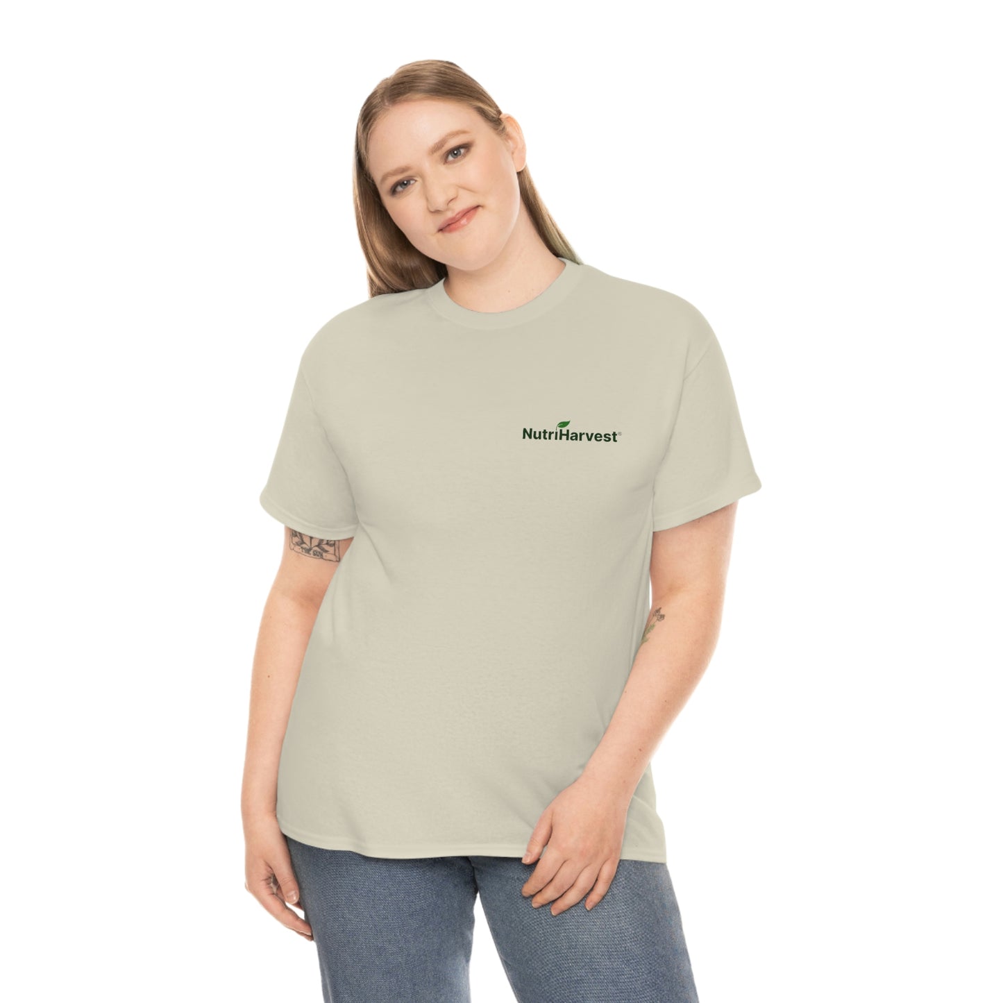 Unisex Heavy Cotton Tee NutriHarvest® in White, Ash, Sand, and Light Blue