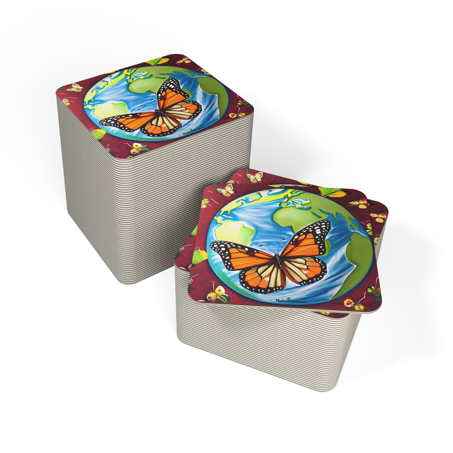 Coasters (50, 100 pcs) | Earth, Butterfly, world art