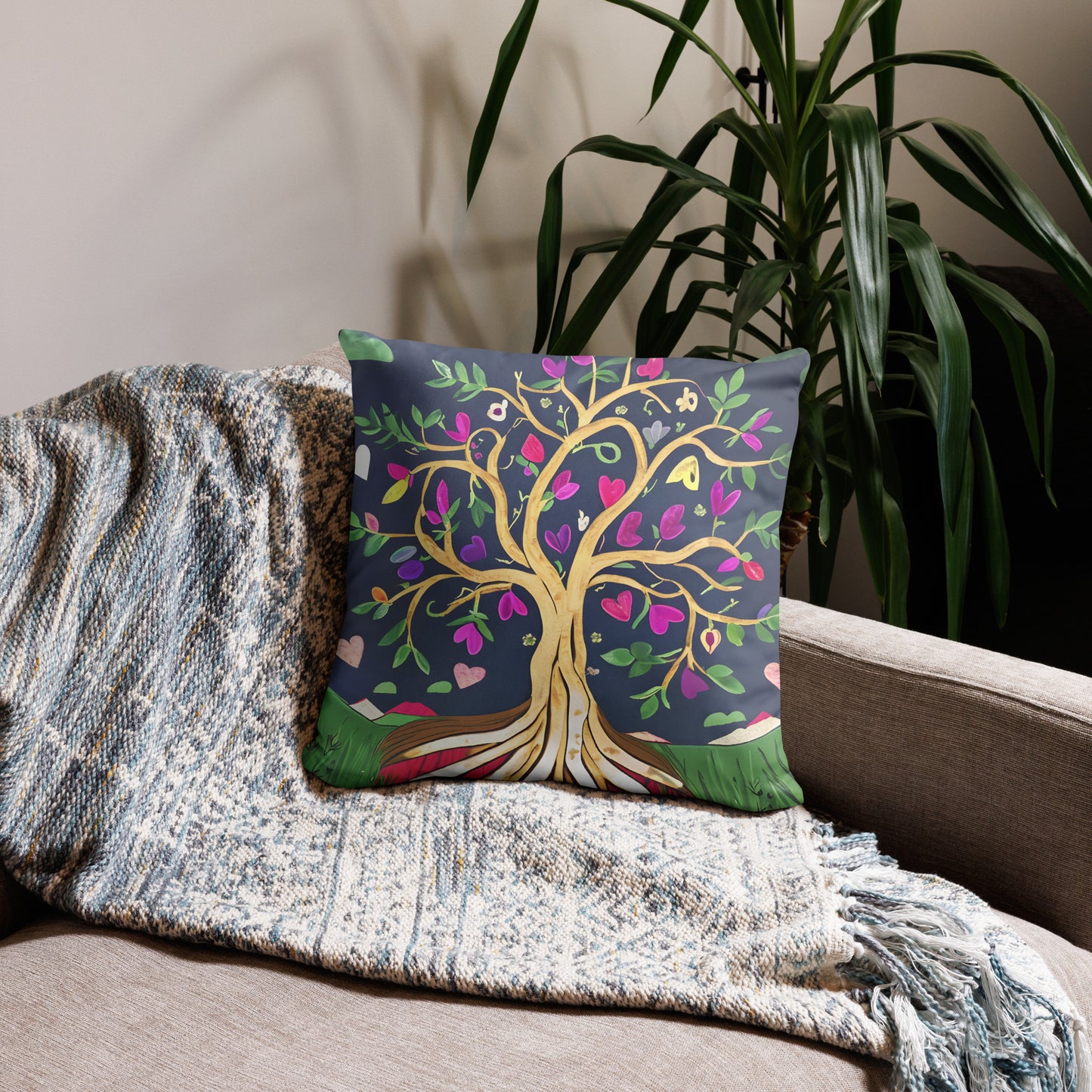 Beautiful Throw Pillow with Bold New Eco Tree art- Simple yet Amazing for Your Home Decor