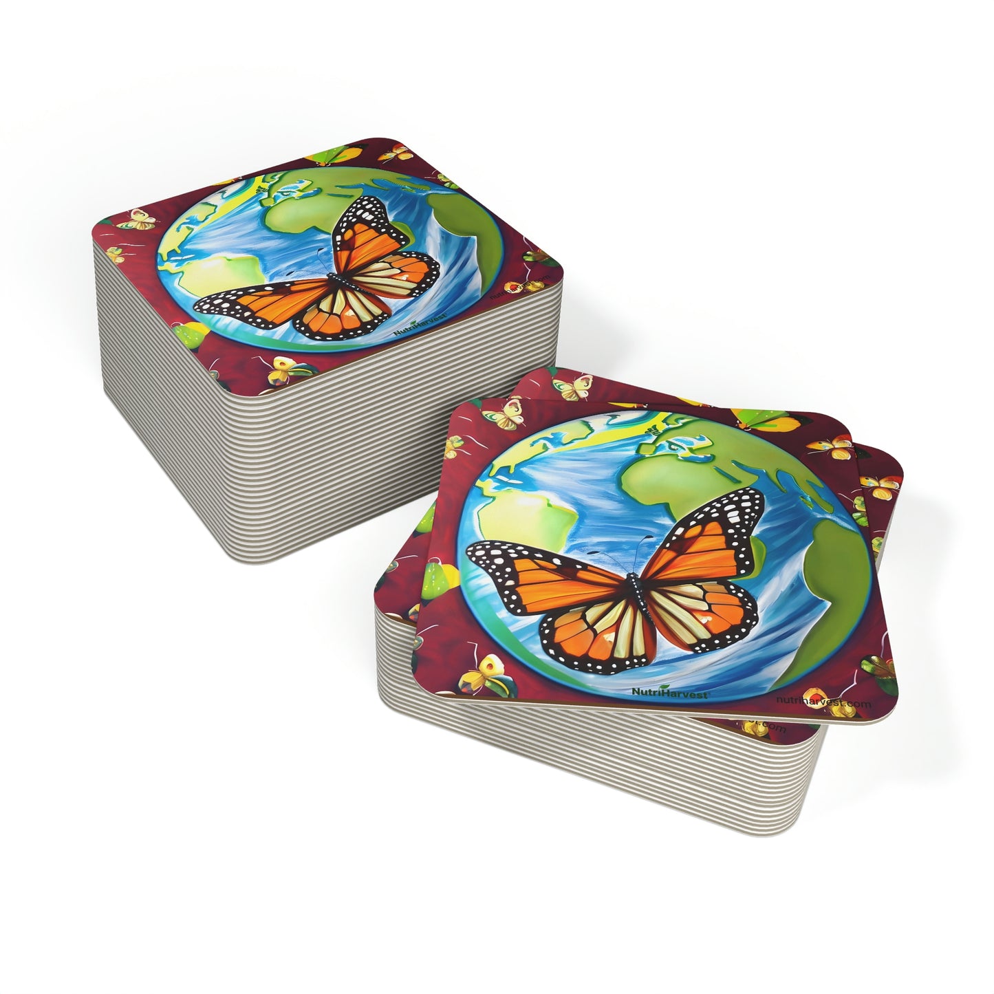 Coasters (50, 100 pcs) | Earth, Butterfly, world art