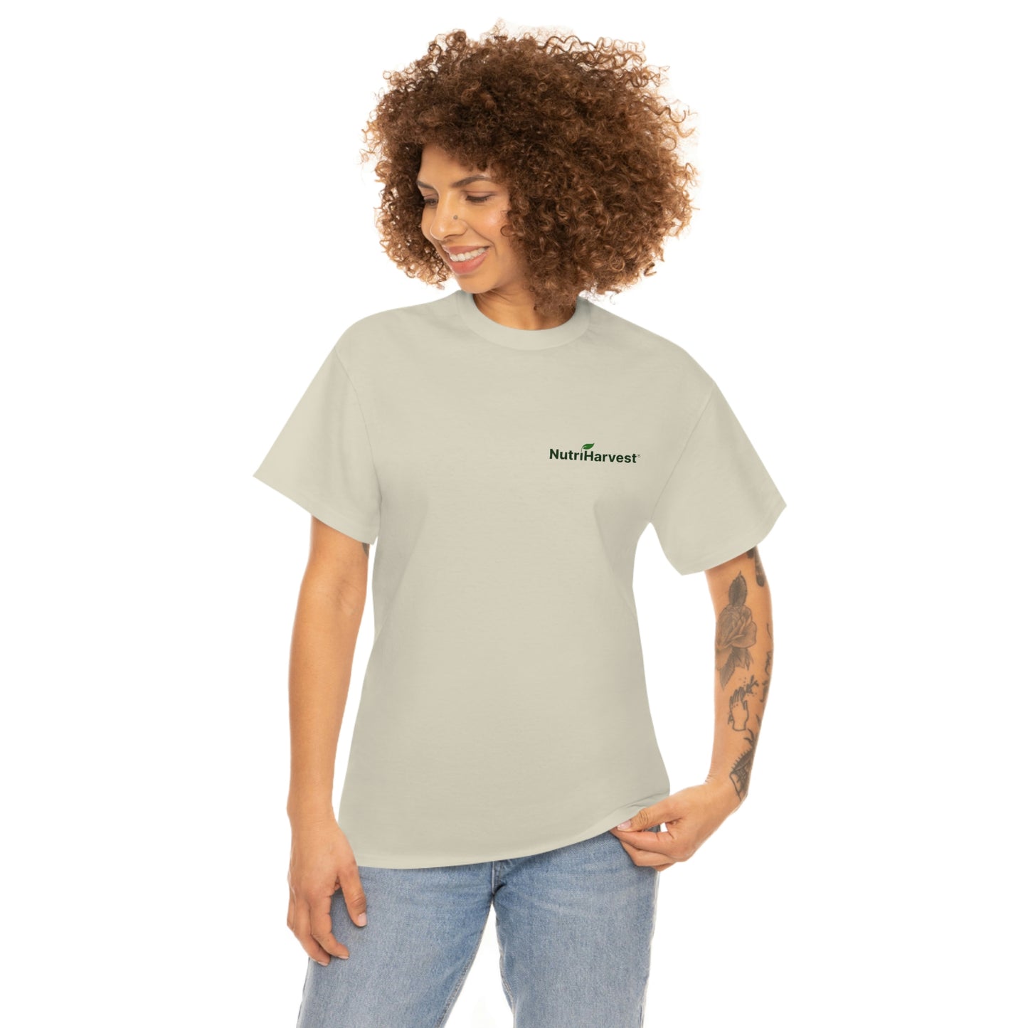 Unisex Heavy Cotton Tee NutriHarvest® in White, Ash, Sand, and Light Blue