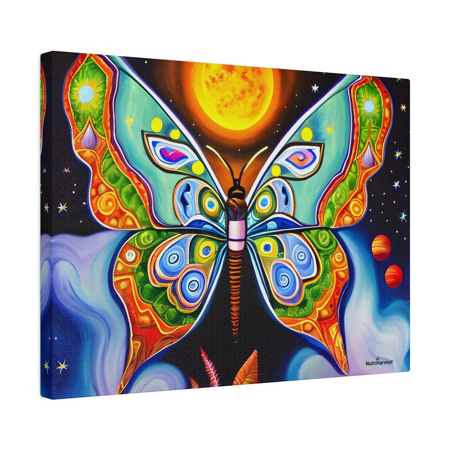 Beautiful Butterfly and Sun Sustainable Pollinator Eco Artwork on Matte Canvas, 0.75"