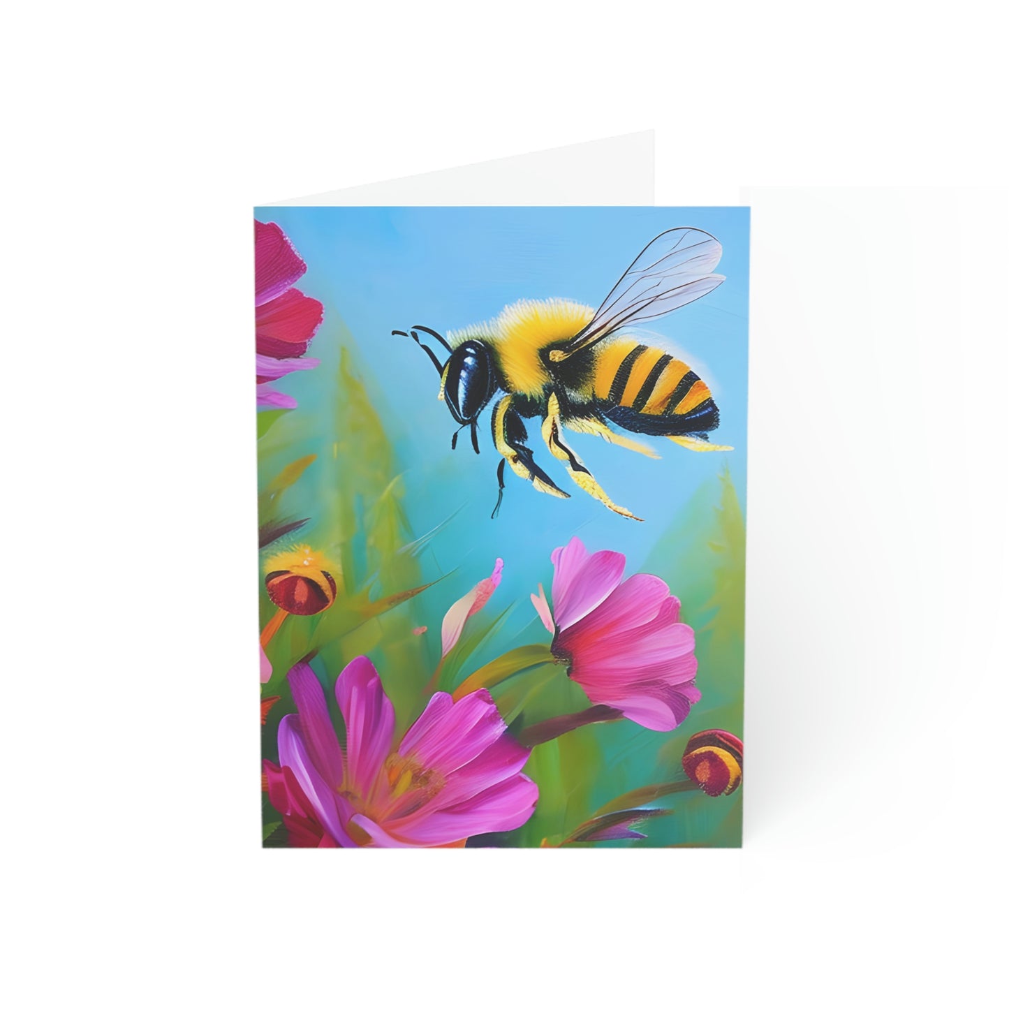 Beautiful Honey Bee Flowers Folded Sustainable Greeting Cards (1, 10, 30, or 50pcs)