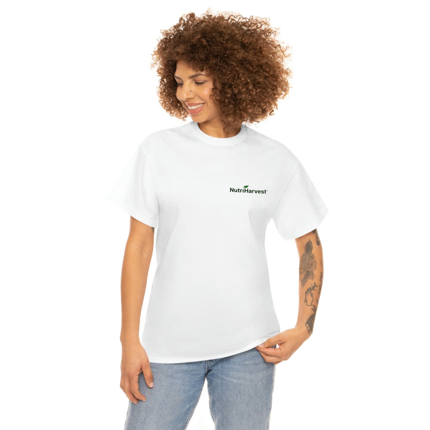 Unisex Heavy Cotton Tee NutriHarvest® in White, Ash, Sand, and Light Blue