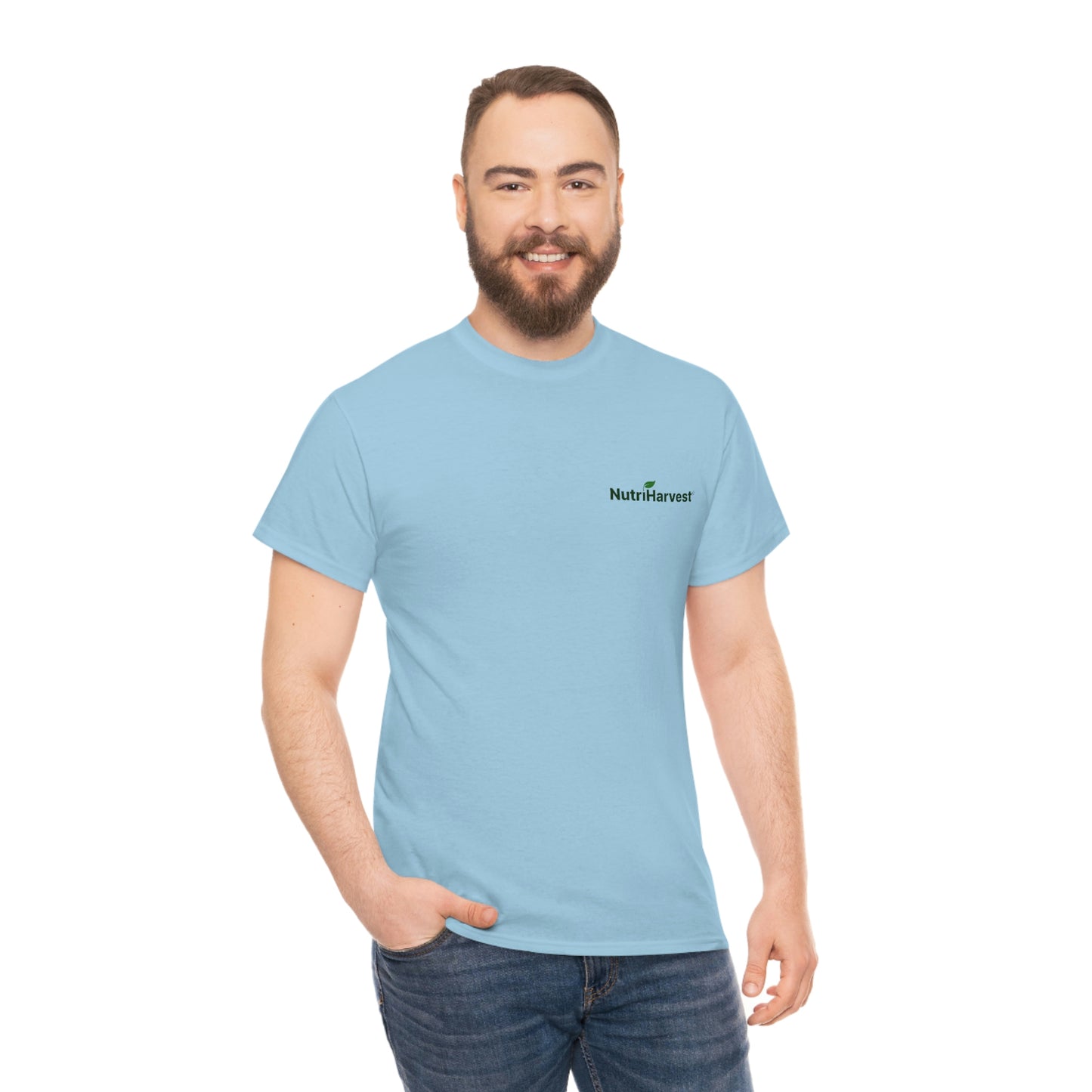 Unisex Heavy Cotton Tee NutriHarvest® in White, Ash, Sand, and Light Blue