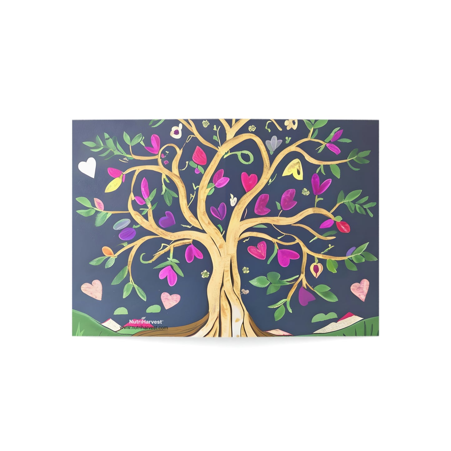 Beautiful Tree Heart Flowers Art Folded Sustainable Greeting Cards (1, 10, 30, or 50pcs)