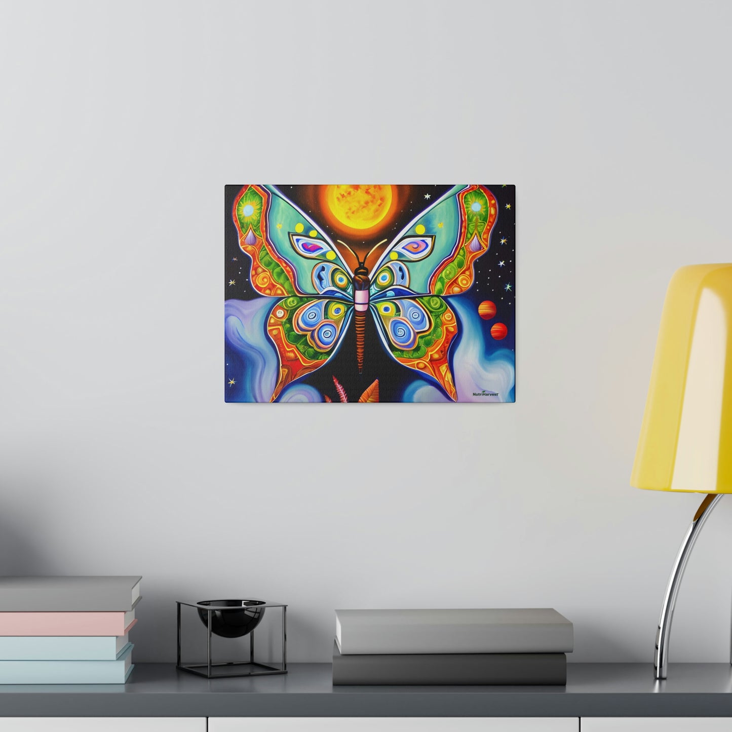 Beautiful Butterfly and Sun Sustainable Pollinator Eco Artwork on Matte Canvas, 0.75"