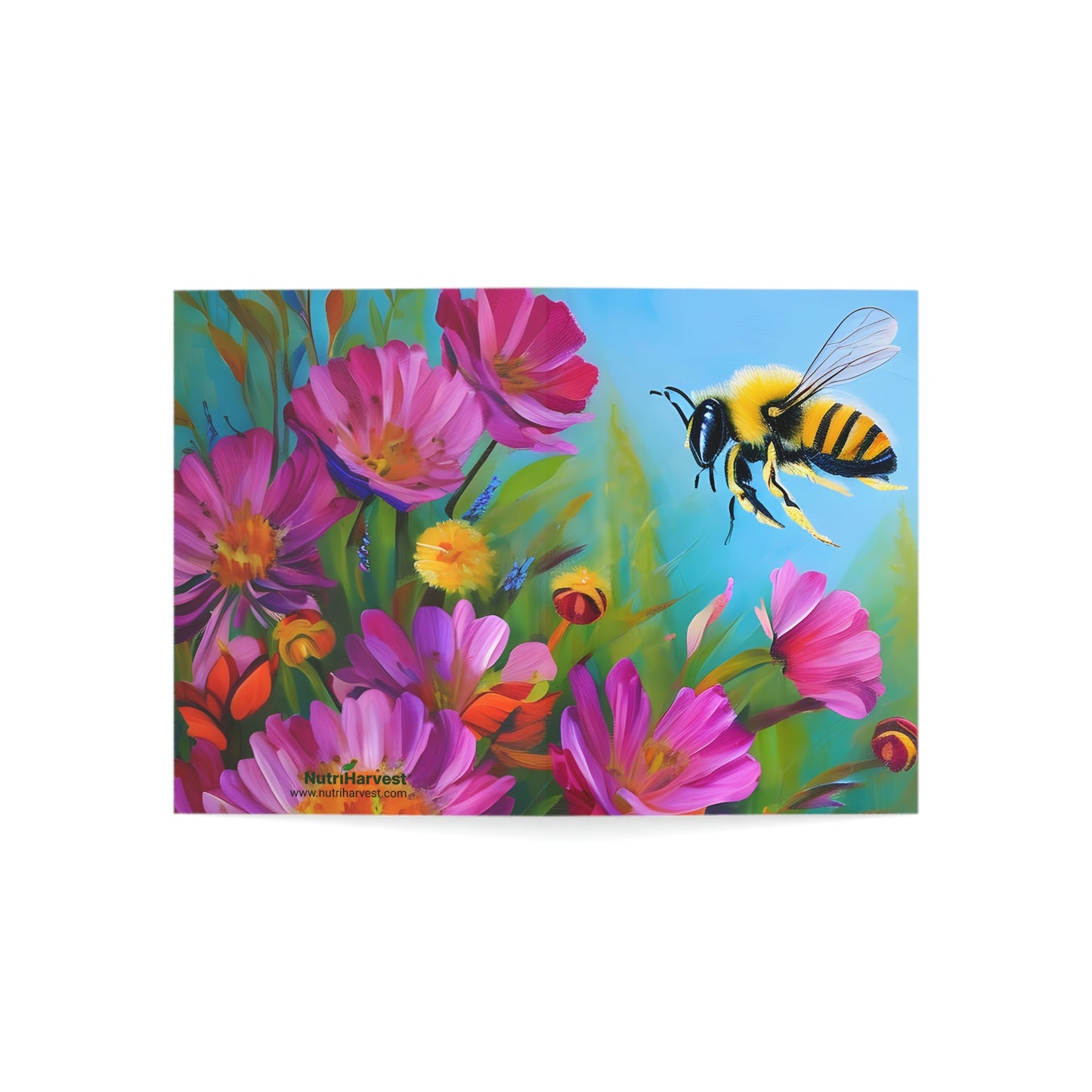 Beautiful Honey Bee Flowers Folded Sustainable Greeting Cards (1, 10, 30, or 50pcs)