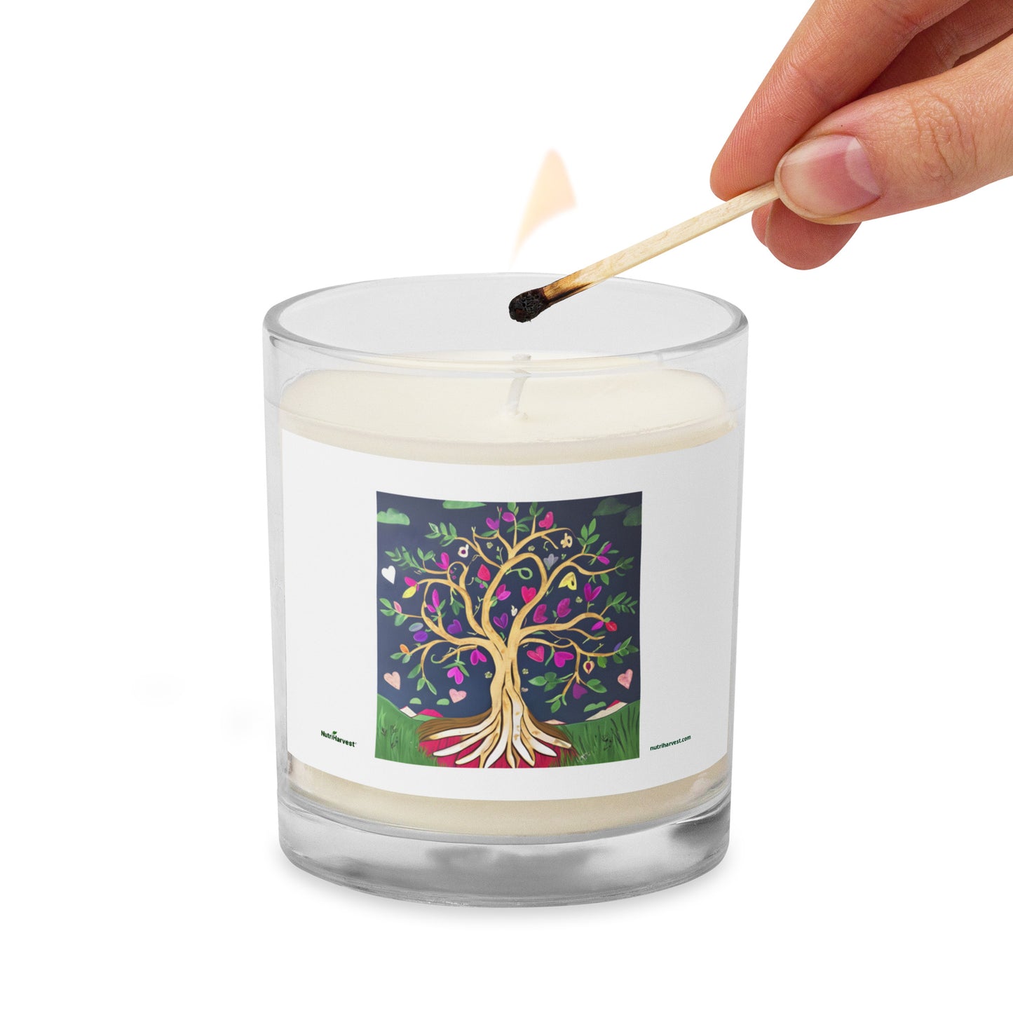 Beautiful Glass Jar Soy Wax Candle with Tree Art