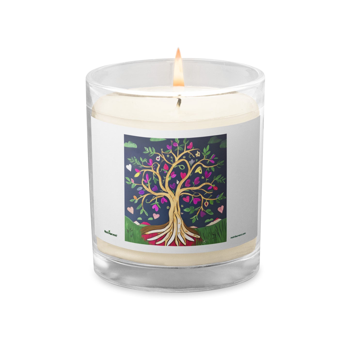 Beautiful Glass Jar Soy Wax Candle with Tree Art