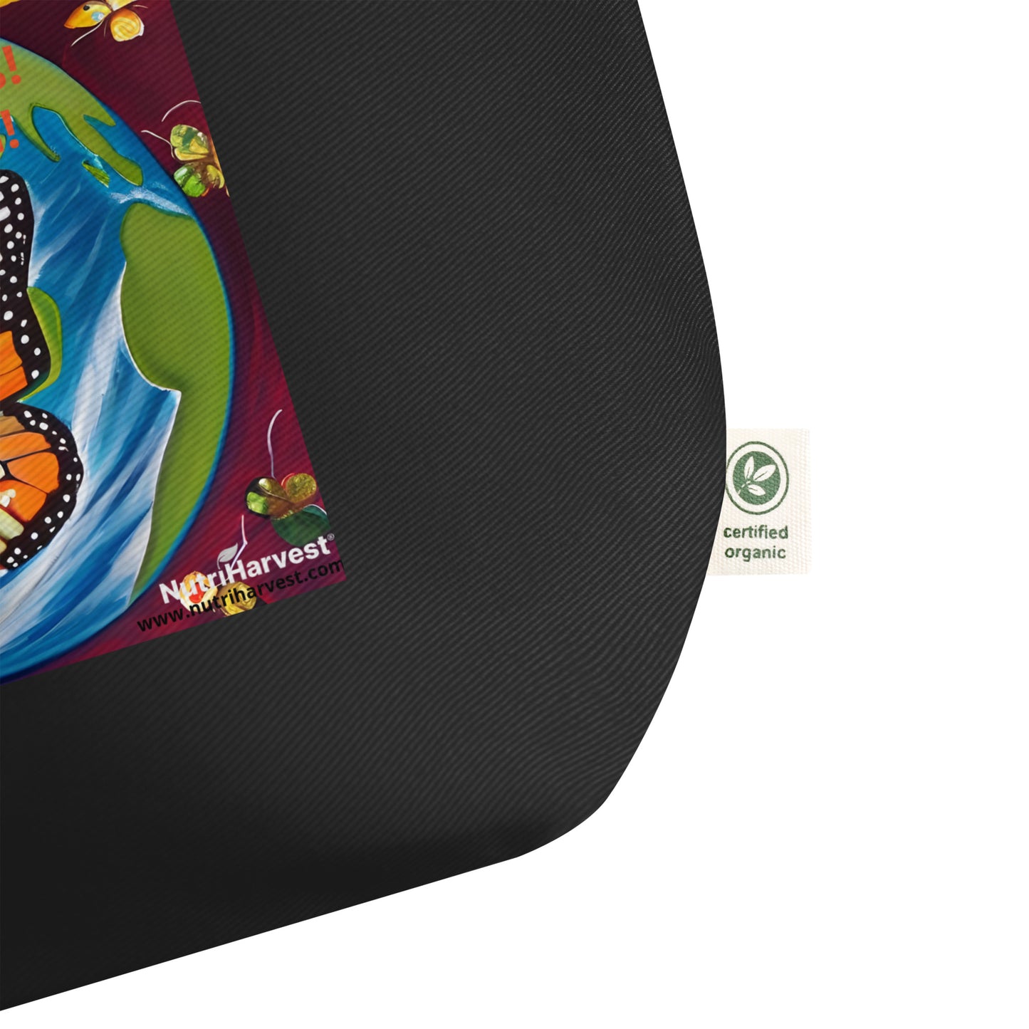 Large Organic Tote Bag Save Pollinators, Save the Earth