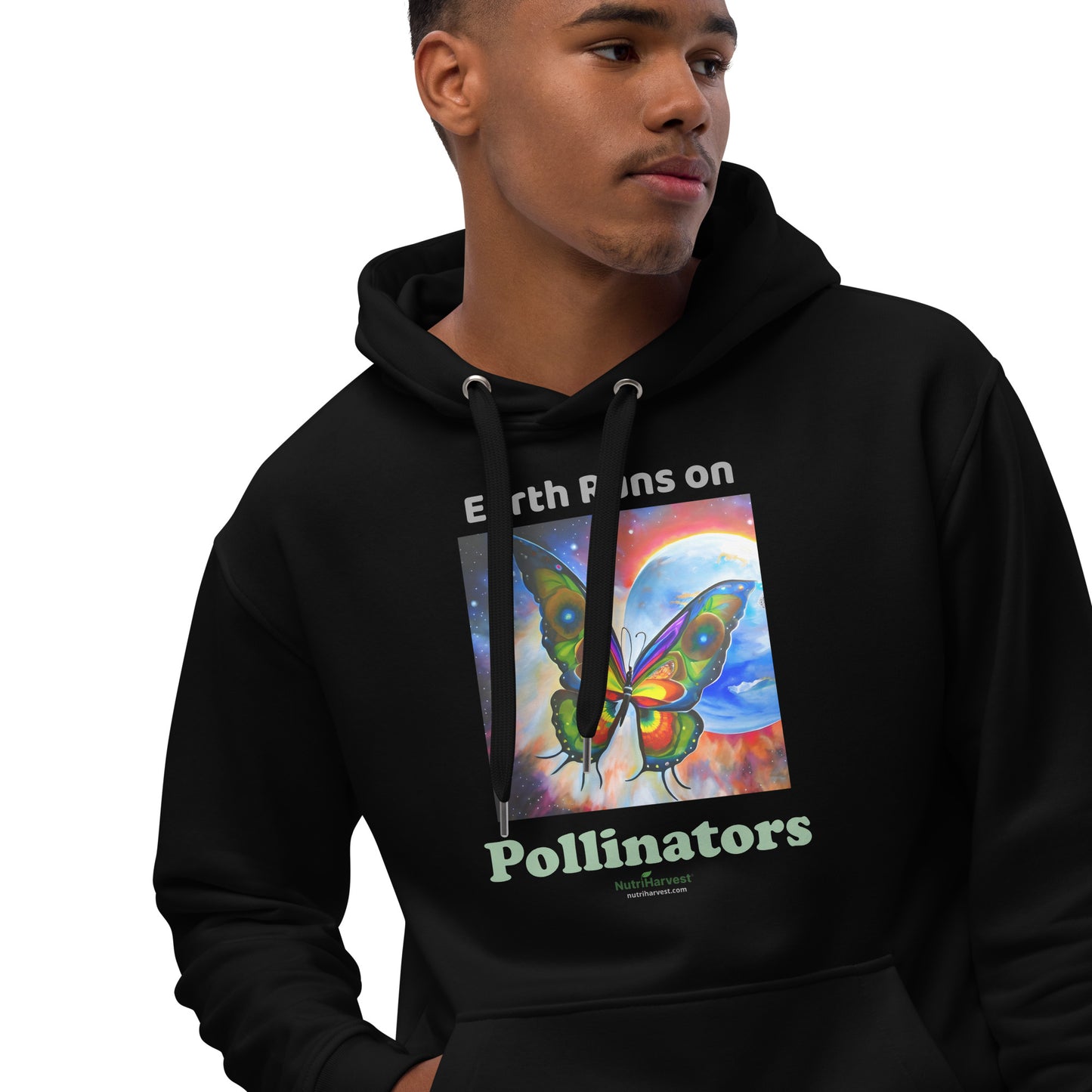 Premium Eco Hoodie with Earth Friendly Print - Earth Runs on Pollinators