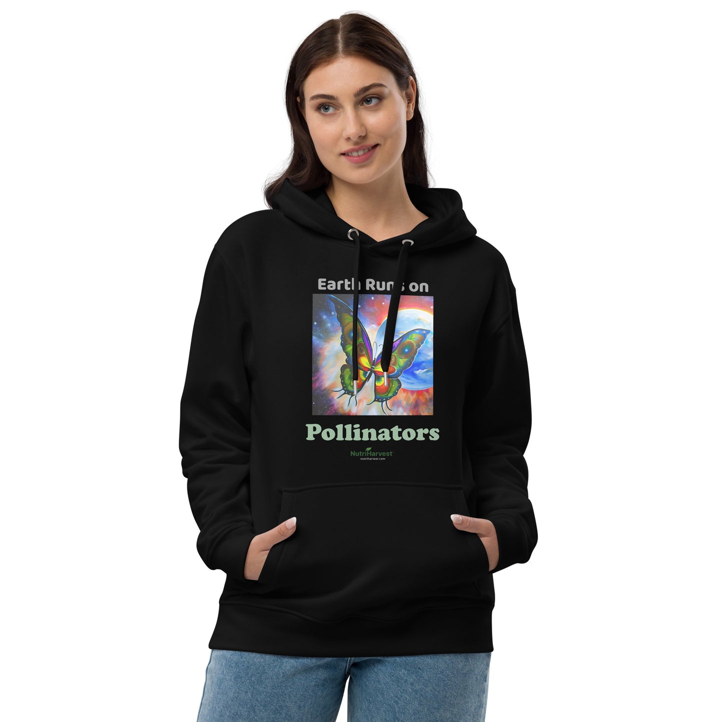Premium Eco-Conscious Hoodie Earth Pollinators Theme