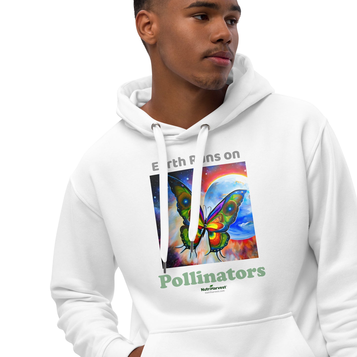Premium Eco Hoodie with Earth Friendly Print - Earth Runs on Pollinators