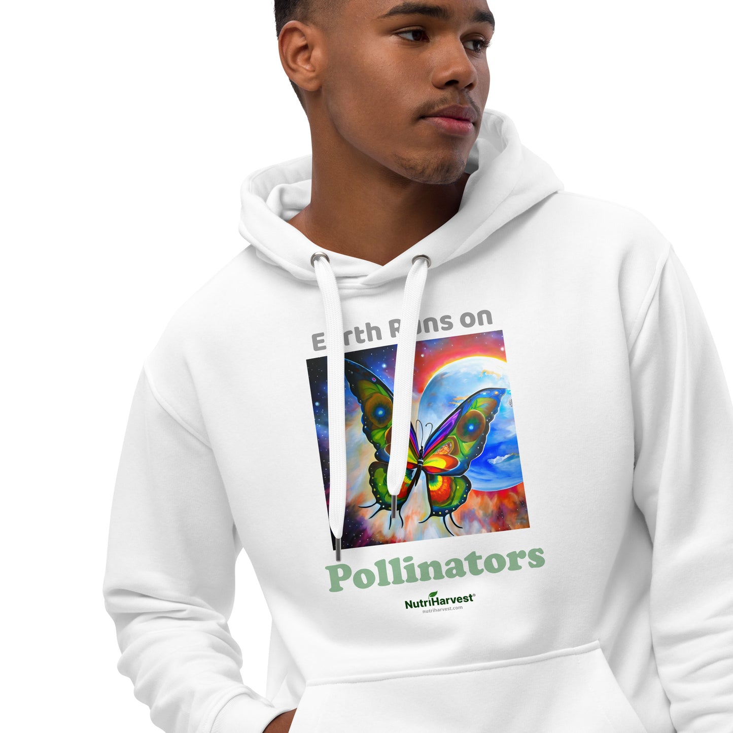 Premium Eco-Conscious Hoodie Earth Pollinators Theme