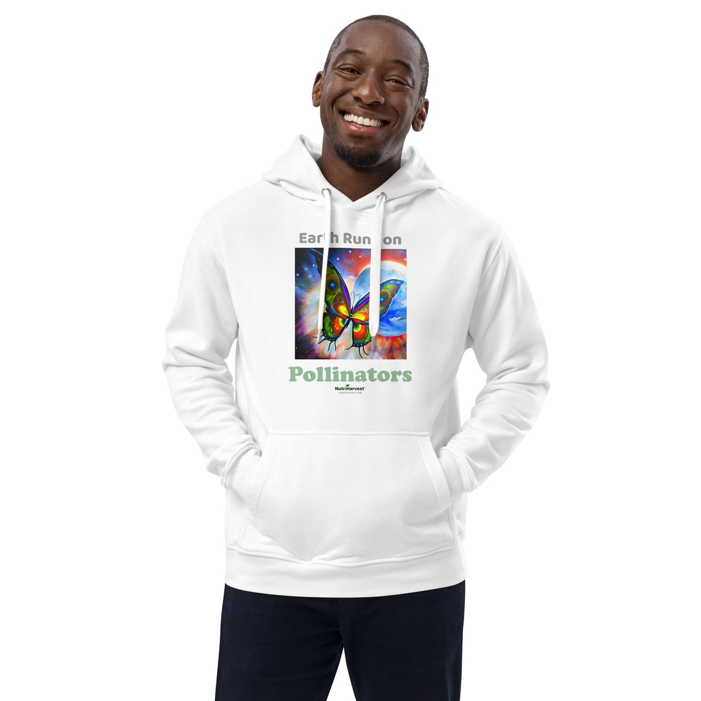 Premium Eco Hoodie with Earth Friendly Print - Earth Runs on Pollinators