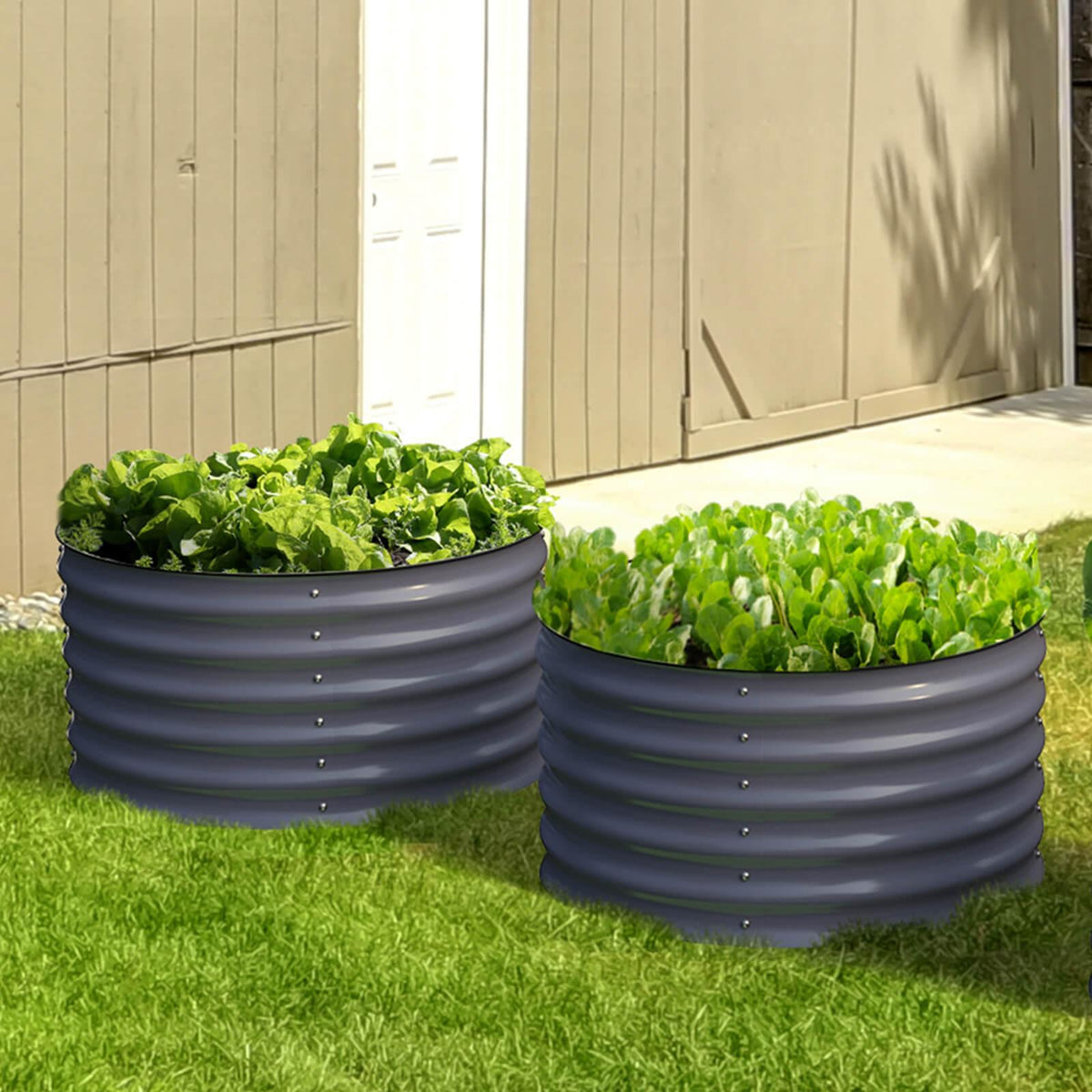 Olle Gardens 17" Tall, 24" Round Pair Raised Garden Beds , (2) per set – NutriHarvest