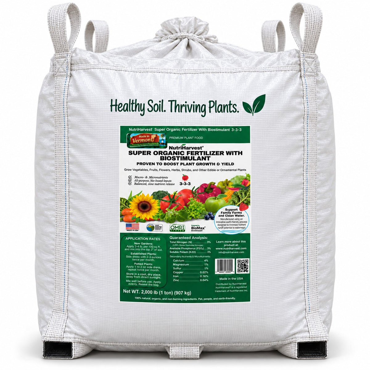 NutriHarvest® Super Organic Fertilizer with Biostimulant 3-3-3, OMRI Listed®, USDA Certified Biobased® (50 lb, 1 Ton Bulk Sizes)