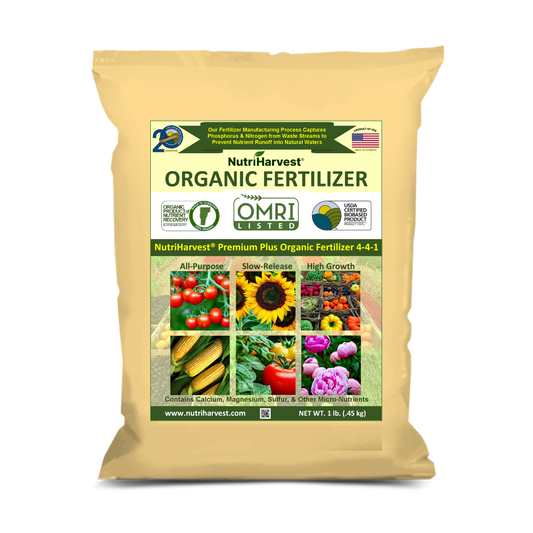NutriHarvest® Premium Plus Organic Fertilizer 4-4-1, OMRI Listed, 100% USDA-certified Biobased, in Resealable Bag