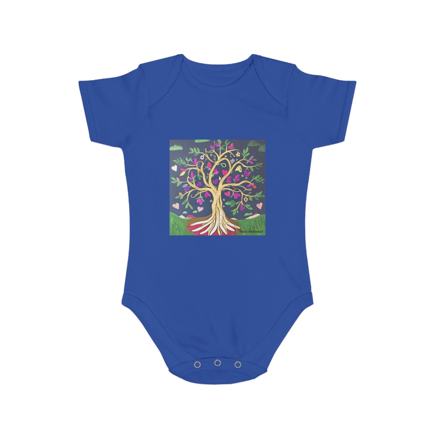 Organic Short Sleeve Baby Onesie, Bodysuit in Pale Blue, Pale Pink, White, Black, Royal Blue, and Navy