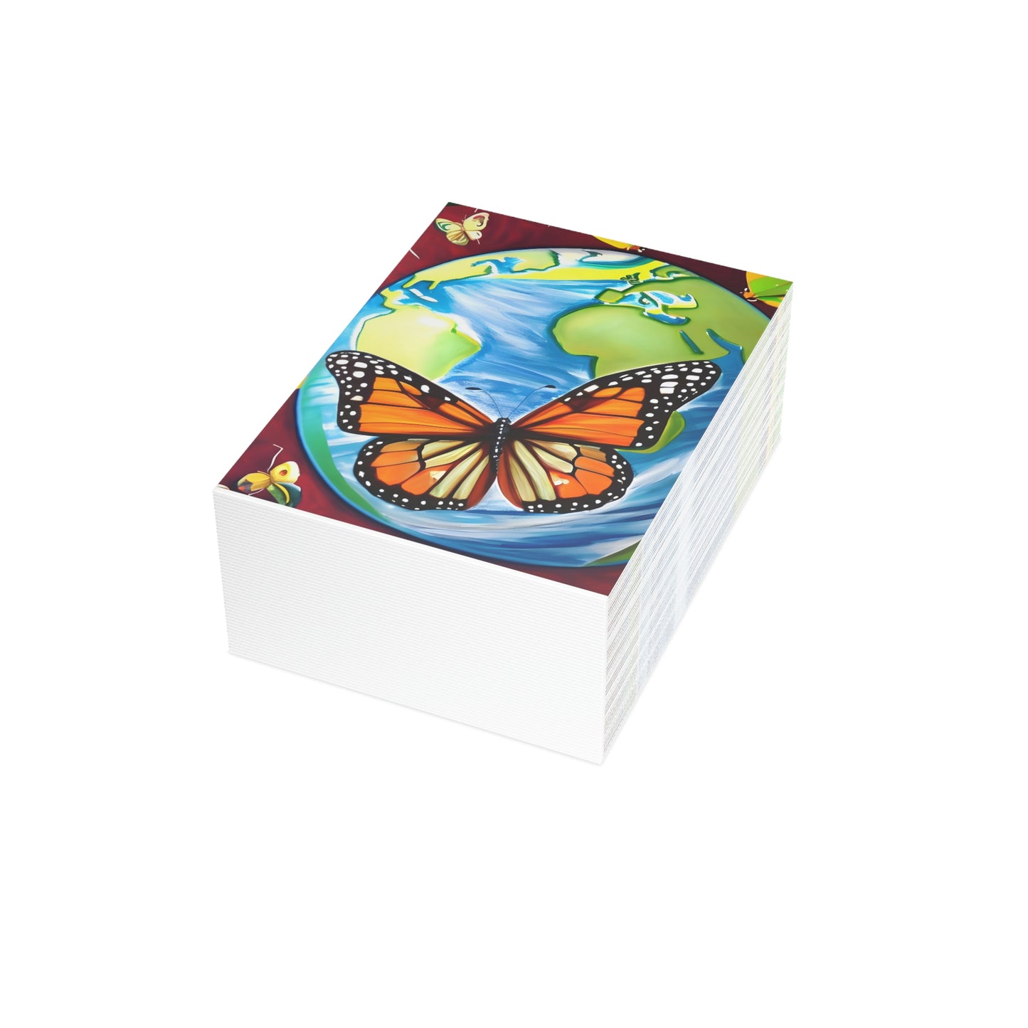 Beautiful Monarch  Butterfly on Earth Folded Sustainable Greeting Cards (1, 10, 30, or 50pcs)