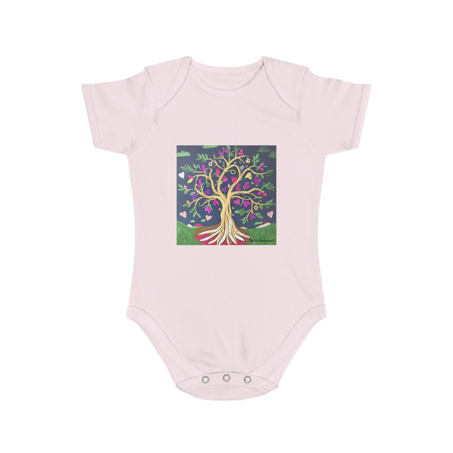 Organic Short Sleeve Baby Onesie, Bodysuit in Pale Blue, Pale Pink, White, Black, Royal Blue, and Navy