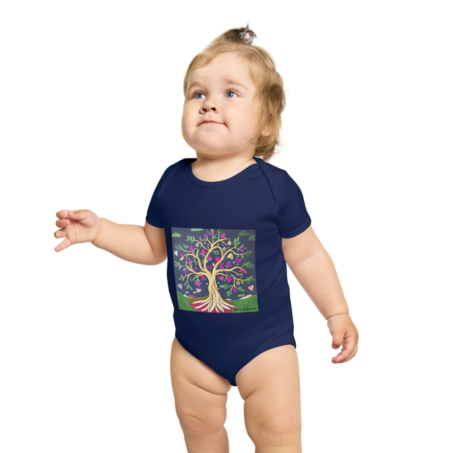 Organic Short Sleeve Baby Onesie, Bodysuit in Pale Blue, Pale Pink, White, Black, Royal Blue, and Navy
