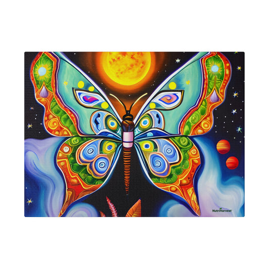 Beautiful Butterfly and Sun Sustainable Pollinator Eco Artwork on Matte Canvas, 0.75"