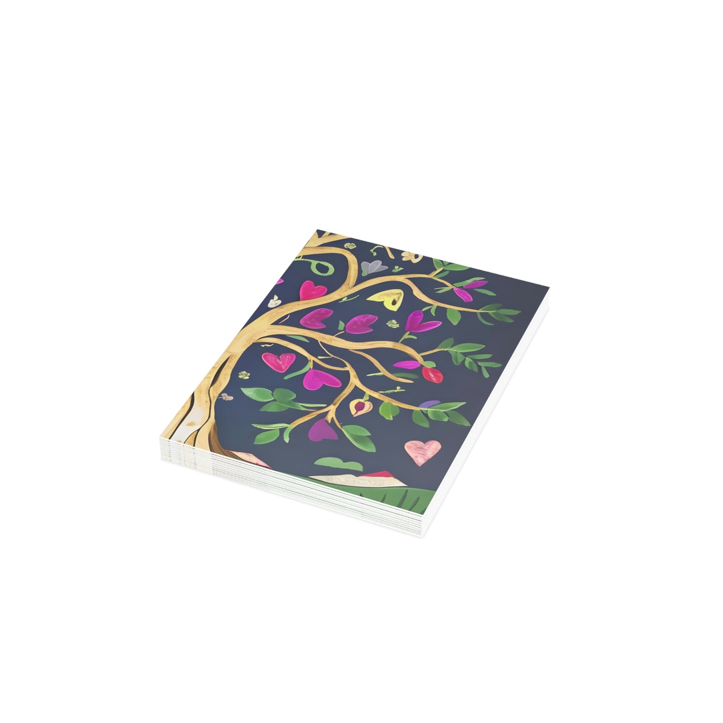 Beautiful Tree Heart Flowers Art Folded Sustainable Greeting Cards (1, 10, 30, or 50pcs)