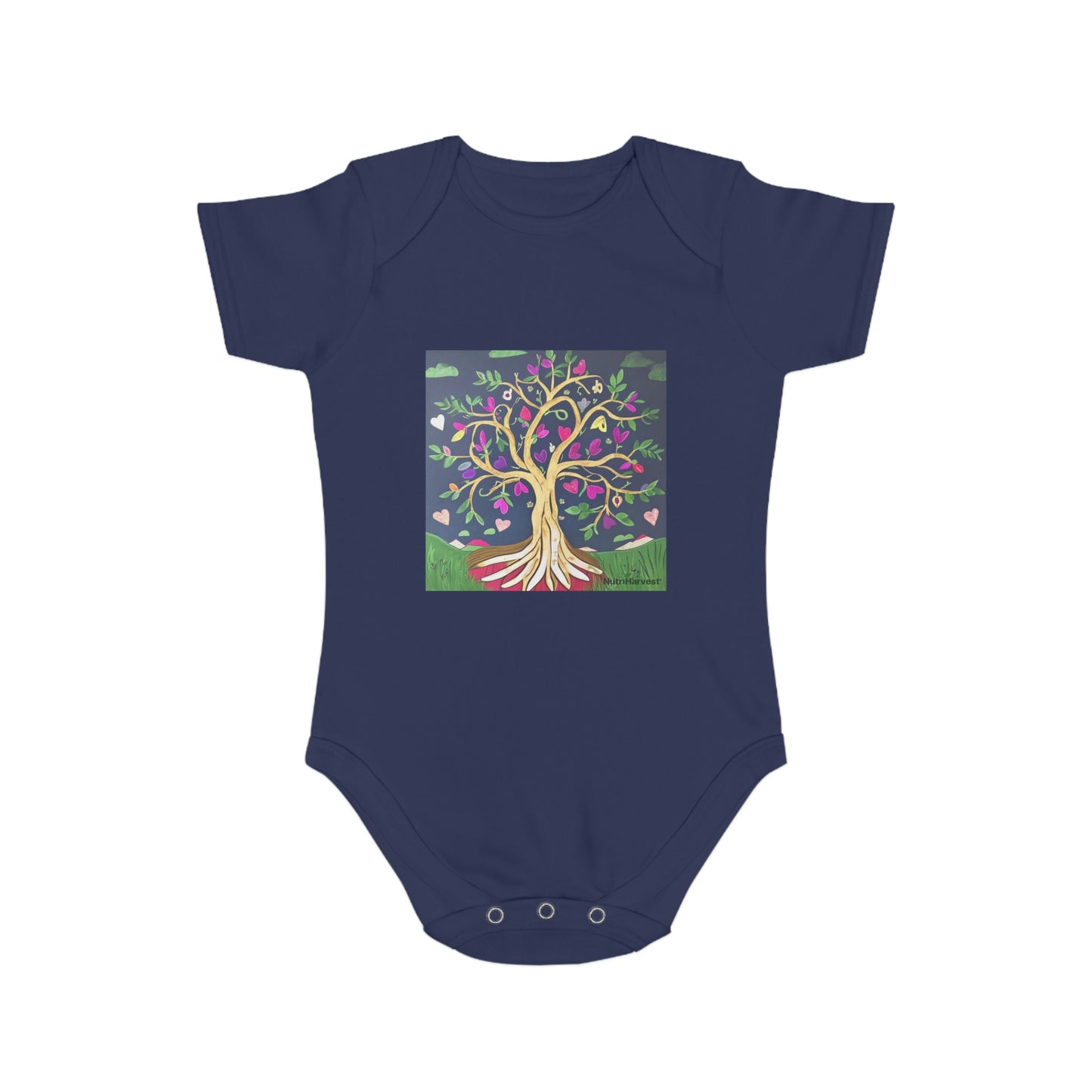 Organic Short Sleeve Baby Onesie, Bodysuit in Pale Blue, Pale Pink, White, Black, Royal Blue, and Navy
