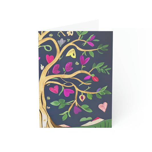 Beautiful Tree Heart Flowers Art Folded Sustainable Greeting Cards (1, 10, 30, or 50pcs)