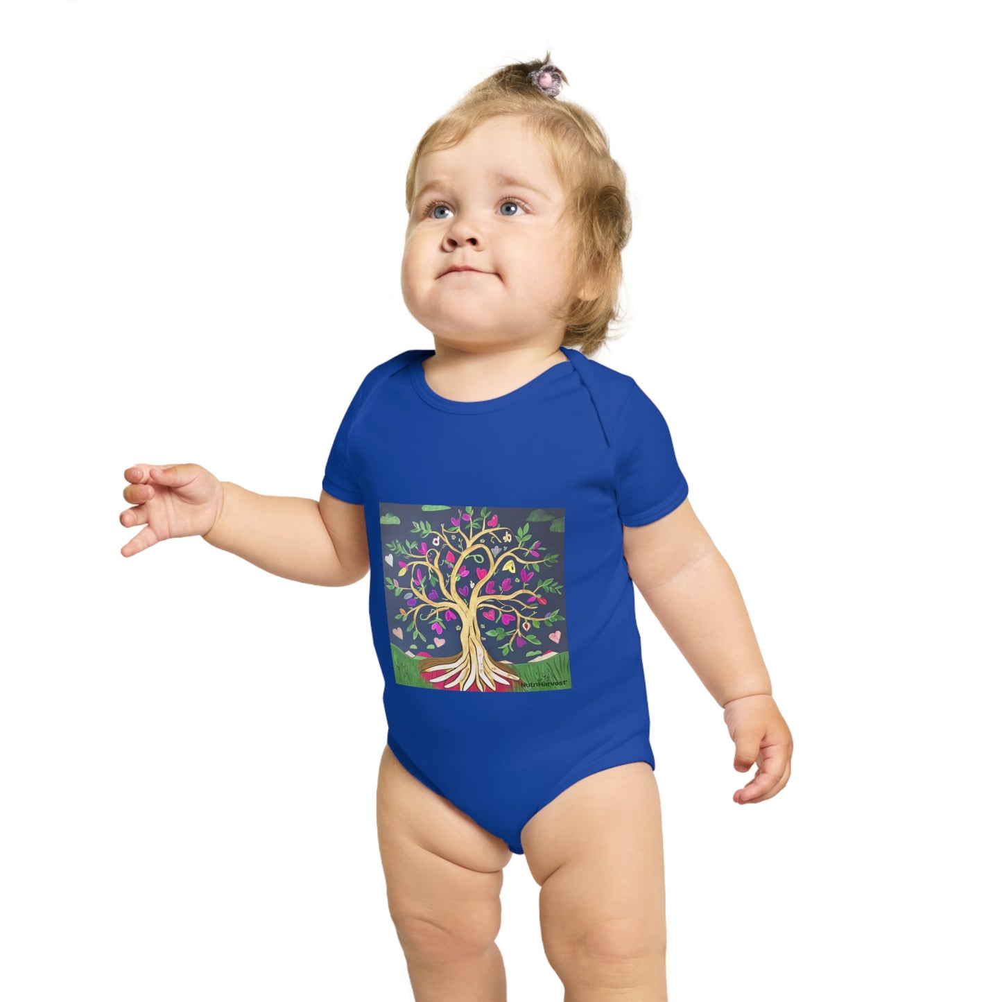 Organic Short Sleeve Baby Onesie, Bodysuit in Pale Blue, Pale Pink, White, Black, Royal Blue, and Navy