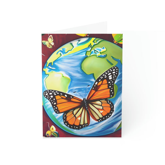 Beautiful Monarch  Butterfly on Earth Folded Sustainable Greeting Cards (1, 10, 30, or 50pcs)