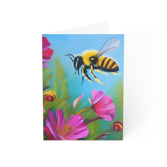 Beautiful Honey Bee Flowers Folded Sustainable Greeting Cards (1, 10, 30, or 50pcs)