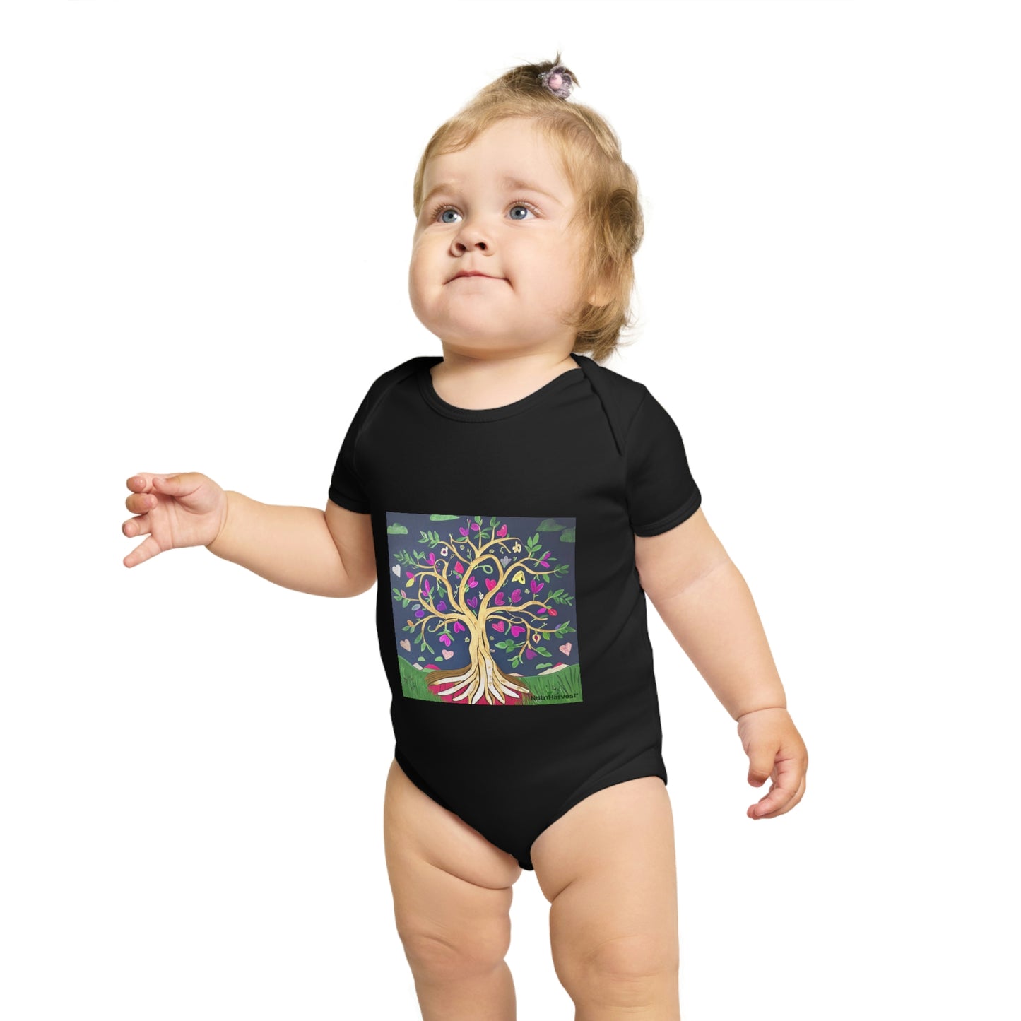 Organic Short Sleeve Baby Onesie, Bodysuit in Pale Blue, Pale Pink, White, Black, Royal Blue, and Navy