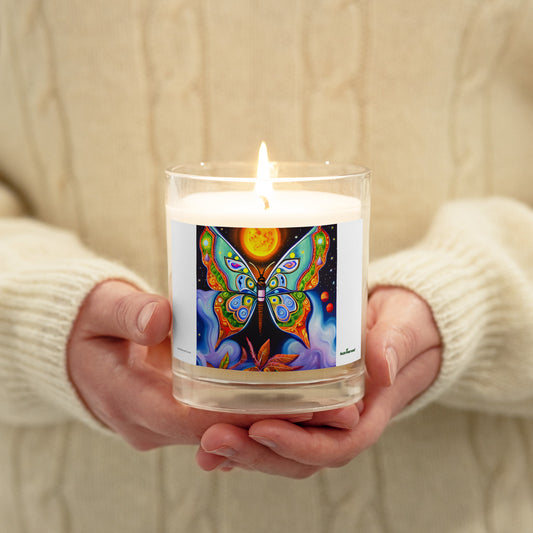 Beautiful Glass Jar Soy Wax Candle | Sun and Butterfly Art