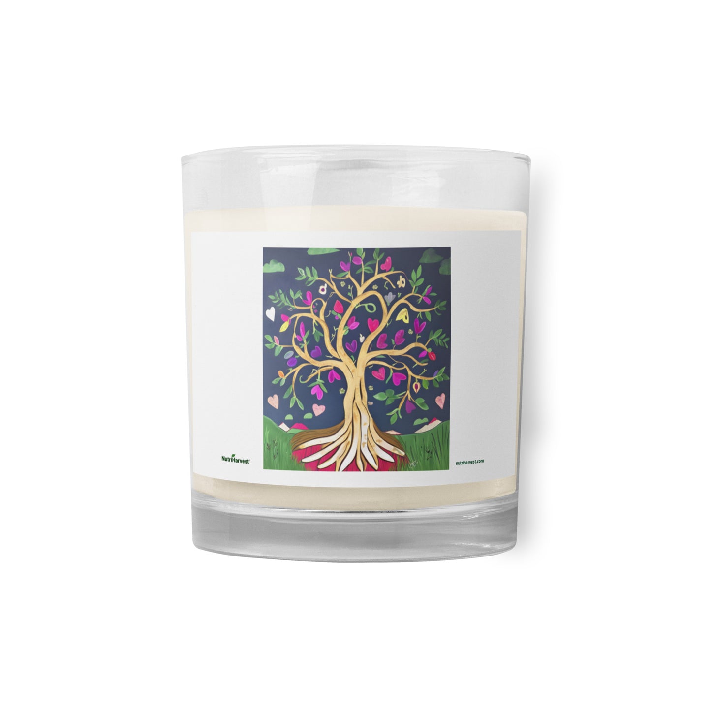 Beautiful Glass Jar Soy Wax Candle with Tree Art
