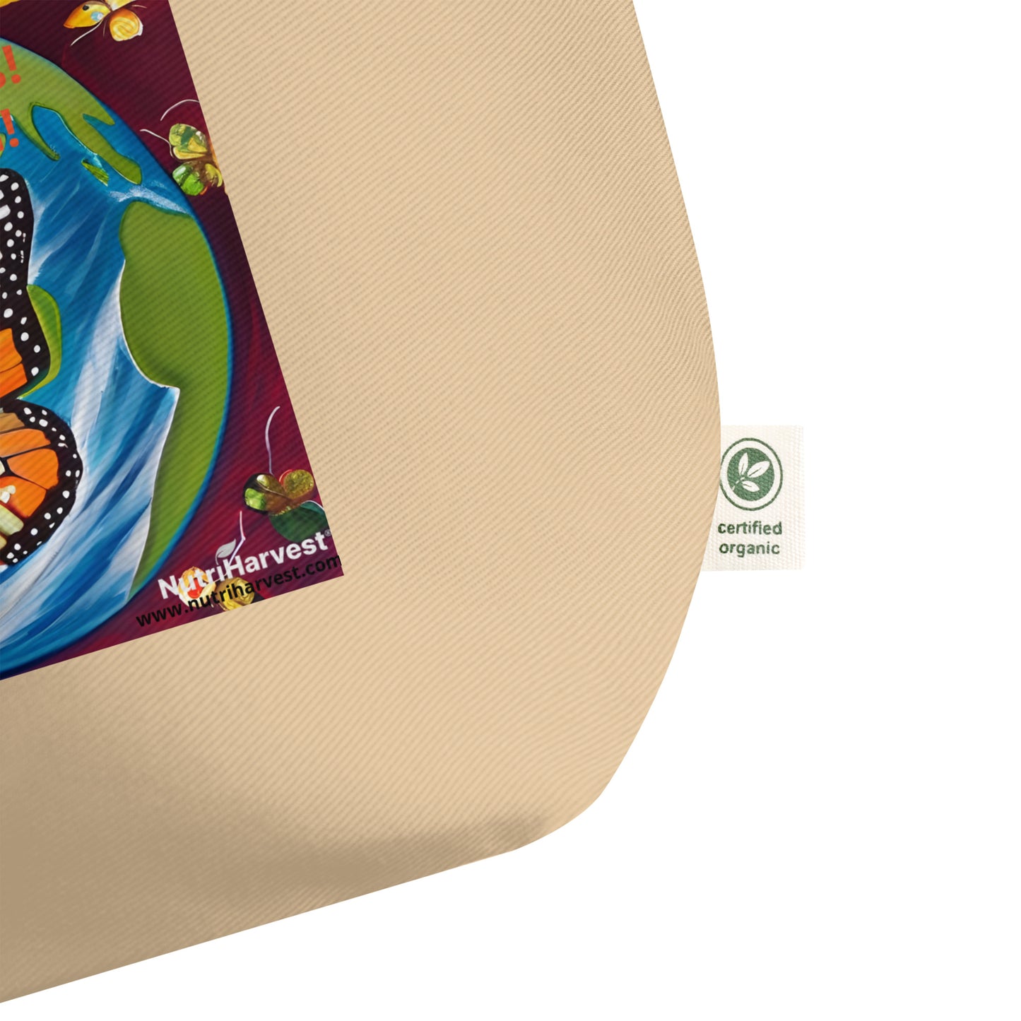 Large Organic Tote Bag Save Pollinators, Save the Earth